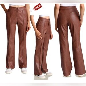 Anthropologie Avec Les Filles Brown Faux Leather Pleather Vegan Flare Pants 14